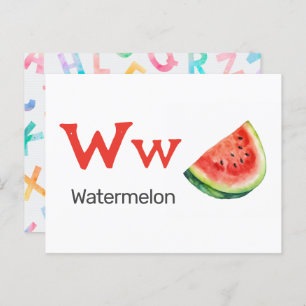 W is for Watermelon - Alphabet Flash Card Postkarte
