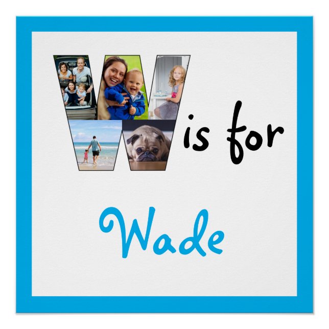 W ist für Blue Name Foto Poster (Vorderseite)