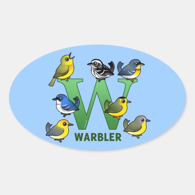 W ist für Warbler Ovaler Aufkleber (Vorderseite)