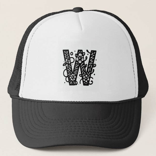 W Letter Embroidered Hat Cap – Stylish & Minimal H Truckerkappe (Vorderseite)
