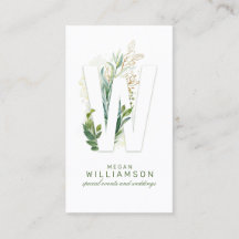 W Letter Monogram Gold Greenerity Blätter Elegant