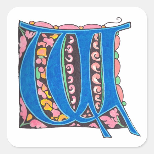 W - MINIATURE QUADRATISCHER AUFKLEBER (Vorderseite)