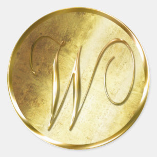 W Monogram Imitate Gold Umschlag Aufkleber Sticker