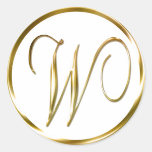 W Monogram Imitate Gold Umschlag oder Günstige Sie Runder Aufkleber