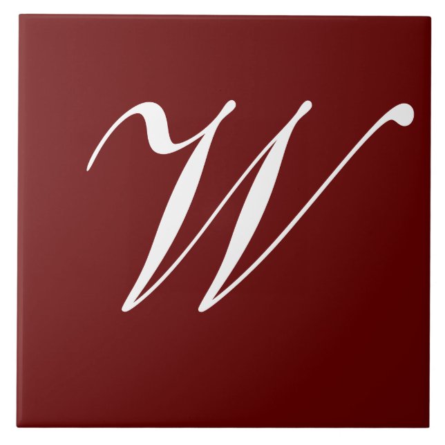 W Monogram Initial White on Maroon Fliese (Vorderseite)