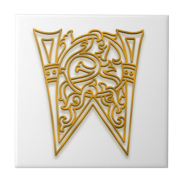 W Monogram "Irish Gold" Keramik Tile Fliese (Vorderseite)
