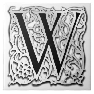W Monogramm Keramik "Silver Besque" Fliese