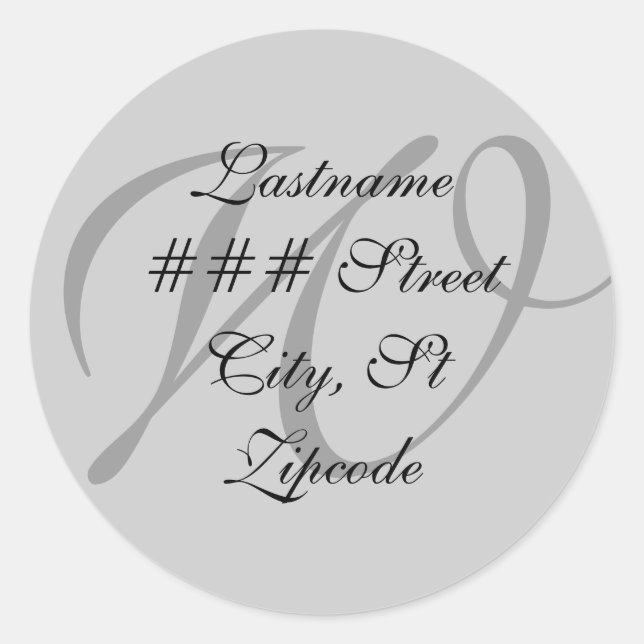 W Monogramm Rücksendeadresse Runder Aufkleber (Vorderseite)