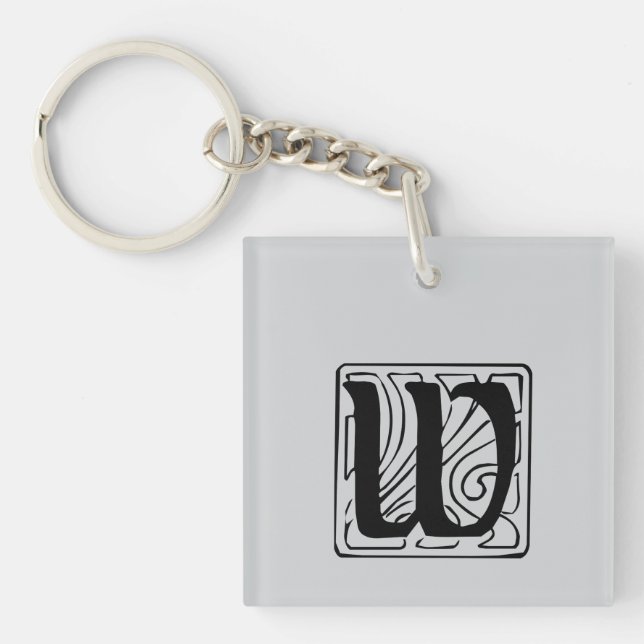 W Monogramm schwarz Schlüsselanhänger (Vorderseite)