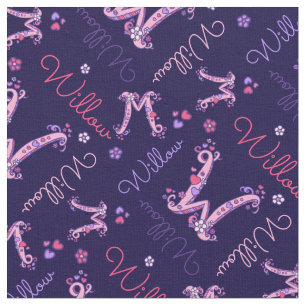 W-Monogramm und personalisiertes Namensweidegewebe Stoff