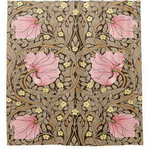 W Morris Pimpernell Muster in Pink und Sepia Duschvorhang