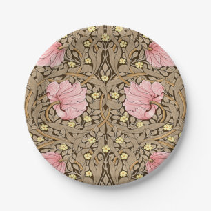 W Morris Pimpernell Muster in Pink und Sepia Pappteller