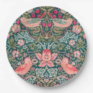 W Morris Pink Strawberry Thief Pappteller