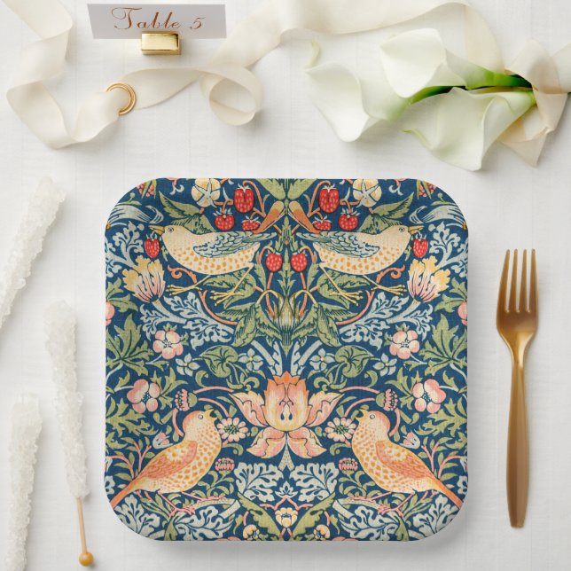 W Morris Strawberry Thief Square Paper Teller (Hochzeit)