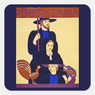 W.P.A. Pennsylvania Reiseplakat Vintage Quadratischer Aufkleber
