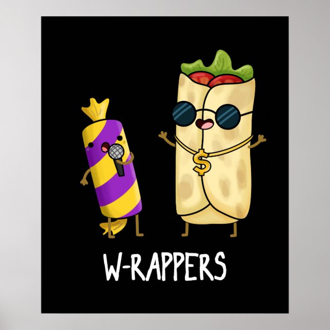 W-Rappers Funny Food Pun Dark BG Poster (Vorne)