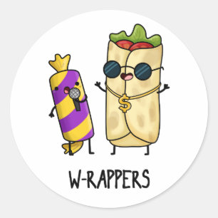 W-Rappers Funny Food Pun Runder Aufkleber