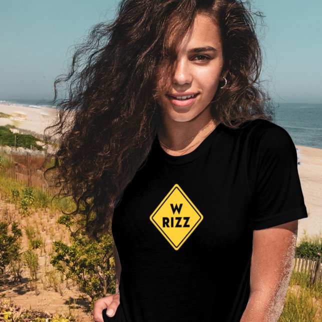 W rizz US Warnschild Meme Lustiger Spruch T-Shirt (Von Creator hochgeladen)