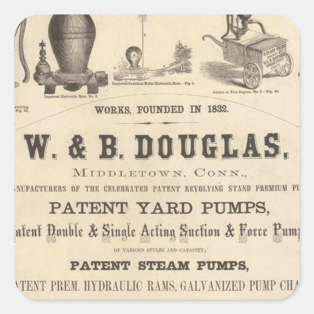 W und B Douglas Quadratischer Aufkleber (Vorderseite)