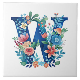 W verzierte florale Monogramm Fliese