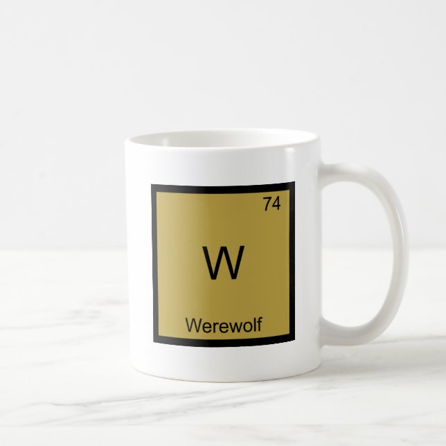 W - Werwolf Funny Chemistry Element Symbol T-Shirt Kaffeetasse (Rechts)
