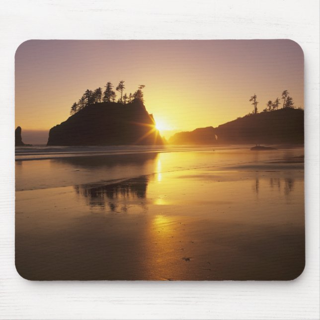 WA, Olympic NP, Second Beach bei Sonnenuntergang Mousepad (Vorne)