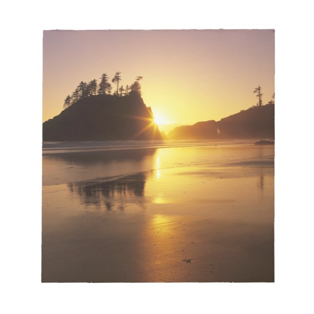WA, Olympic NP, Second Beach bei Sonnenuntergang Notizblock (Vorderseite)