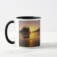WA, Olympic NP, Second Beach bei Sonnenuntergang