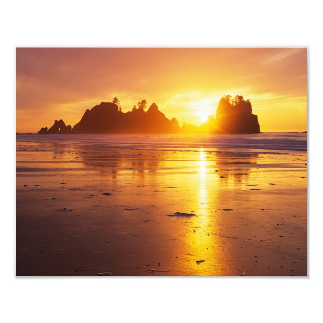 WA, Olympic NP, Shi Shi Beach bei Sonnenuntergang, Fotodruck (Vorne)