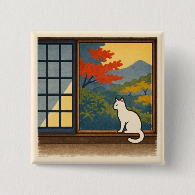 Wa – Quiet Window with White Cat Button (Vorderseite)