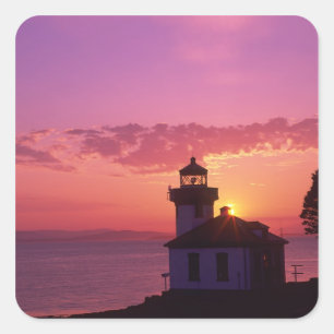 WA, San Juan Island, Lime Kiln Leuchtturm, 1919, 2 Quadratischer Aufkleber
