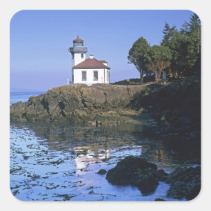 WA, San Juan Island, Lime Kiln Leuchtturm Quadratischer Aufkleber