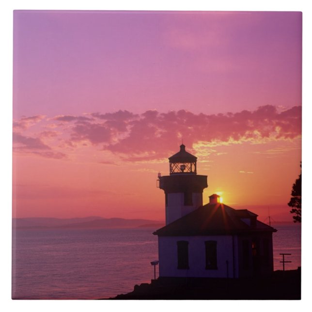 WA, San Juan Island, Limon Kiln Lighthouse, 1919,  Fliese (Vorderseite)