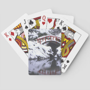 WA, Seattle, Mondbrücke und Teich nach dem Winter Spielkarten