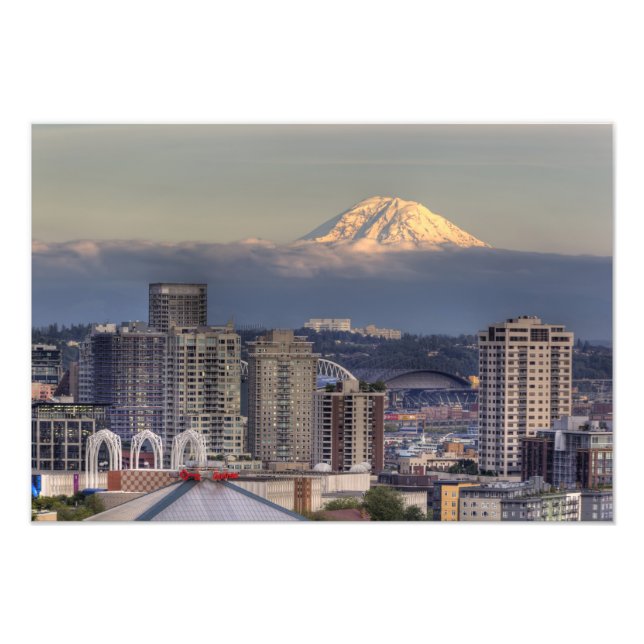 WA, Seattle, Monte Rainier aus Kerry Park Fotodruck (Vorne)
