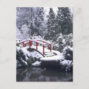 WA, Seattle, Moon Bridge und Teich nach dem Winter Postkarte