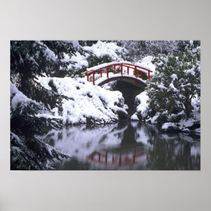 WA, Seattle, Moon-Brücke und Teich nach Winter 2 Poster