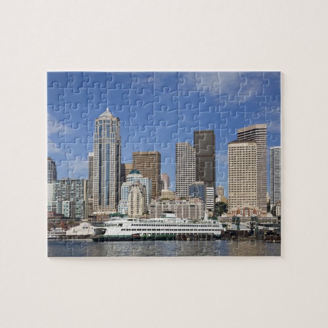 WA, Seattle, Seattle Skyline mit Fähre Puzzle (Horizontal)