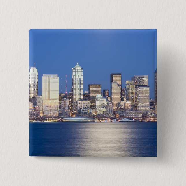 WA, Seattle, Seattle Skyline und Elliott Bay, 2 Button (Vorderseite)