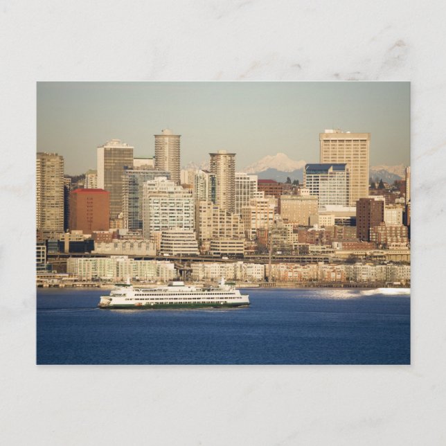 WA, Seattle, Seattle, Skyline und Elliott Bay Postkarte (Vorderseite)