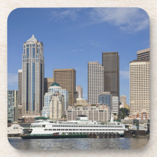 WA, Seattle, Skyline von Seattle mit Fähre Untersetzer