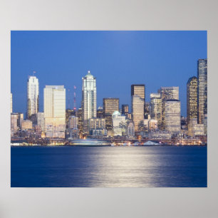 WA, Seattle, Skyline von Seattle und Elliott Bay, Poster