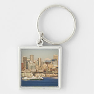 WA, Seattle, Skyline von Seattle und Elliott Bay Schlüsselanhänger