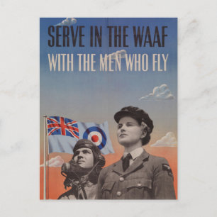 WAAF in gleicher Weise wie Pilot neben ihr Postkarte