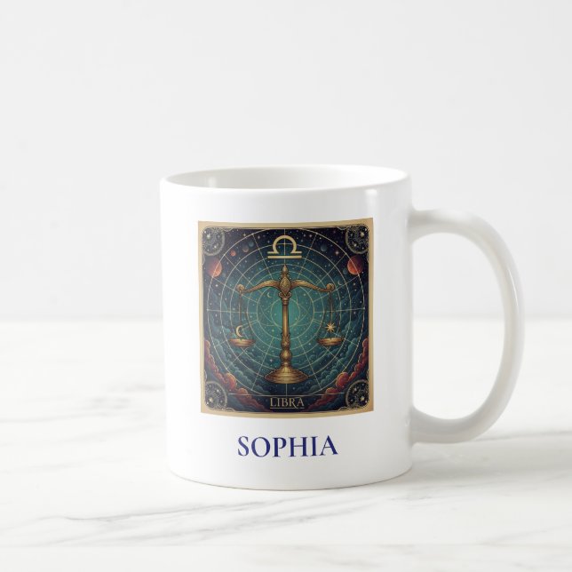 Waage Blau Himmelssternzeichen Kaffeetasse (Rechts)