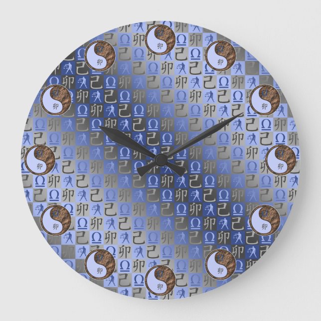 Waage & Erde-Hase Große Wanduhr (Vorderseite)
