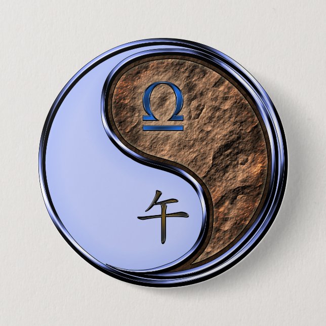 Waage & Erde Pferd Button (Vorderseite)