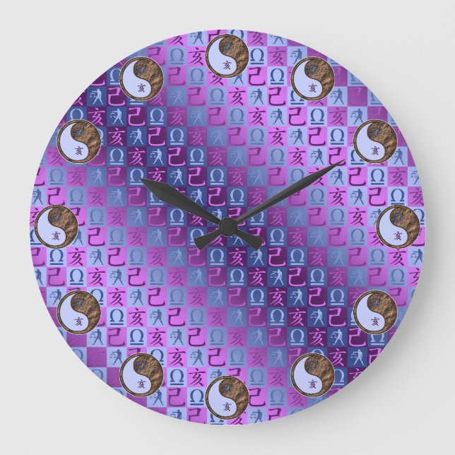 Waage & Erde Schwein Große Wanduhr (Vorderseite)