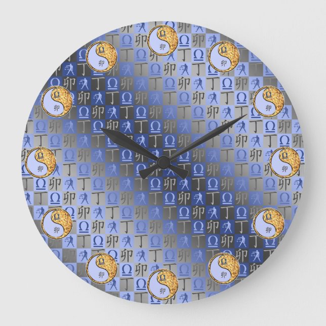 Waage & Feuer Kaninchen Große Wanduhr (Vorderseite)