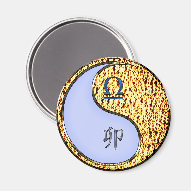 Waage & Feuer Kaninchen Magnet (Vorderseite/Rückseite)